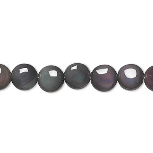 Bead, rainbow obsidian (natural), 8mm flat round, A grade, Mohs hardness 5 to 5-1/2. Sold per 15-1/2&quot; to 16&quot; strand.
