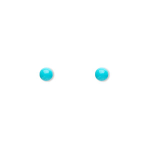 Bead, Sleeping Beauty turquoise (natural), 4mm half-drilled round, A- grade, Mohs hardness 5 to 6. Sold per pkg of 2.