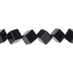 Bead, black onyx (dyed), 6x6mm diagonally drilled cube, B grade, Mohs hardness 6-1/2 to 7. Sold per 15-1/2&quot; to 16&quot; strand.
