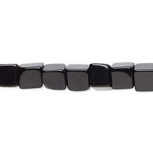 Bead, black onyx (dyed), 6x6mm cube, B grade, Mohs hardness 6-1/2 to 7. Sold per 15-1/2&quot; to 16&quot; strand.