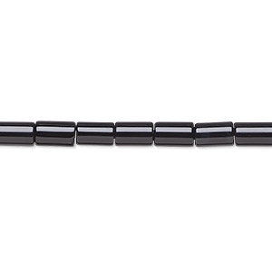 Bead, black onyx (dyed), 6x4mm round tube, B grade, Mohs hardness 6-1/2 to 7. Sold per 15-1/2&quot; to 16&quot; strand.