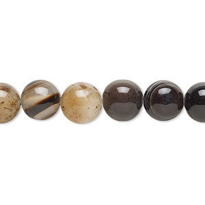 Bead, black agate (dyed), 8-10mm round, C grade, Mohs hardness 6-1/2 to 7. Sold per 15-inch strand.