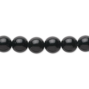 Bead, black obsidian (natural), 8mm round, B grade, Mohs hardness 5 to 5-1/2. Sold per 15-1/2&quot; to 16&quot; strand.