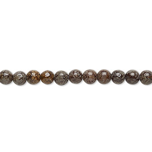 Bead, brown snowflake jasper (natural), 4mm round, B grade, Mohs hardness 6-1/2 to 7. Sold per 15-1/2&quot; to 16&quot; strand.