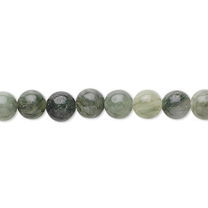 Bead, green line jasper (natural), 6mm round, B grade, Mohs hardness 6-1/2 to 7. Sold per 15-1/2&quot; to 16&quot; strand.