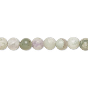 Bead, peace &quot;jade&quot; (serpentine and white quartz) (natural), 6mm round, B grade, Mohs hardness 6 to 6-1/2. Sold per 15-1/2&quot; to 16&quot; strand.