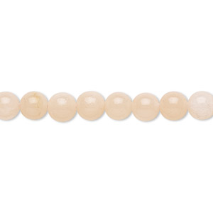 Bead, peach quartz (natural), 6mm round, B grade, Mohs hardness 7. Sold per 15-1/2&quot; to 16&quot; strand.