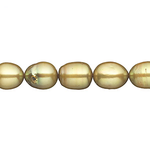 Pearl, cultured freshwater (dyed), golden olive, 8mm rice, C- grade, Mohs hardness 2-1/2 to 4. Sold per 16-inch strand.