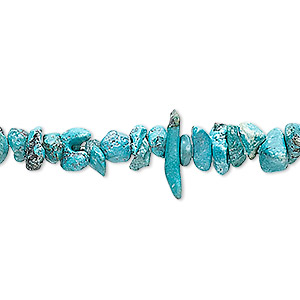 Bead, turquoise (dyed / waxed), blue, medium chip, Mohs hardness 5 to 6. Sold per 15-1/2&quot; to 16&quot; strand.