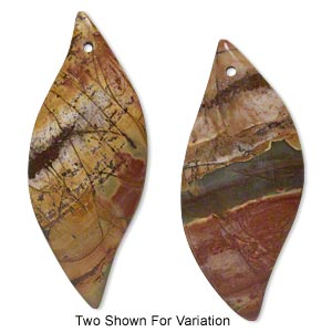Focal, red creek jasper (stabilized), 58x24mm top-drilled marquise with flat back, B grade, Mohs hardness 6-1/2 to 7. Sold individually.