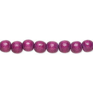 Bead, Taiwanese cheesewood (dyed / waxed), dark purple, 5-6mm round. Sold per pkg of (2) 15-1/2&quot; to 16&quot; strands.