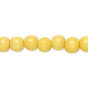 Bead, Taiwanese cheesewood (dyed / waxed), dark yellow, 7-8mm round. Sold per pkg of (2) 15-1/2&quot; to 16&quot; strands.