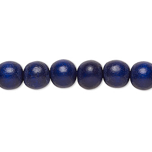 Bead, Taiwanese cheesewood (dyed / waxed), navy blue, 7-8mm round. Sold per pkg of (2) 15-1/2&quot; to 16&quot; strands.