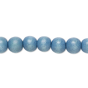 Bead, Taiwanese cheesewood (dyed / waxed), light blue, 7-8mm round. Sold per pkg of (2) 15-1/2&quot; to 16&quot; strands.