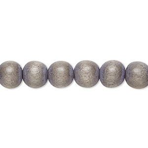 Bead, Taiwanese cheesewood (dyed / waxed), grey, 7-8mm round. Sold per pkg of (2) 15-1/2&quot; to 16&quot; strands.