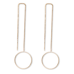 Ear thread, 14Kt gold-filled, 4-1/2 inch chain with 19.5mm hoop. Sold per pair.