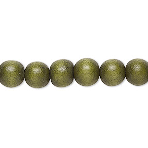 Bead, Taiwanese cheesewood (dyed / waxed), light forest green, 7-8mm round. Sold per pkg of (2) 15-1/2&quot; to 16&quot; strands.