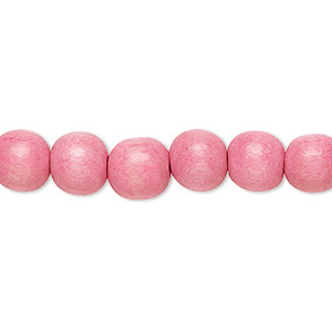 Bead, Taiwanese cheesewood (dyed / waxed), light pink, 7-8mm round. Sold per pkg of (2) 15-1/2&quot; to 16&quot; strands.