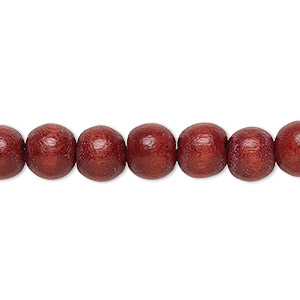 Bead, Taiwanese cheesewood (dyed / waxed), rust brown, 7-8mm round. Sold per pkg of (2) 15-1/2&quot; to 16&quot; strands.
