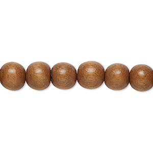Bead, Taiwanese cheesewood (dyed / waxed), light brown, 7-8mm round. Sold per pkg of (2) 15-1/2&quot; to 16&quot; strands.