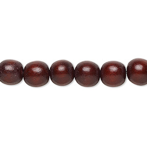 Bead, Taiwanese cheesewood (dyed / waxed), dark brown, 7-8mm round. Sold per pkg of (2) 15-1/2&quot; to 16&quot; strands.