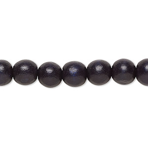 Bead, Taiwanese cheesewood (dyed / waxed), black, 7-8mm round. Sold per pkg of (2) 15-1/2&quot; to 16&quot; strands.