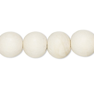 Bead, Taiwanese cheesewood (dyed / waxed), white, 11-12mm round. Sold per pkg of (2) 15-1/2&quot; to 16&quot; strands.
