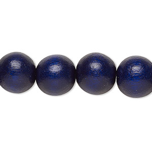 Bead, Taiwanese cheesewood (dyed / waxed), navy blue, 11-12mm round. Sold per pkg of (2) 15-1/2&quot; to 16&quot; strands.