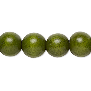 Bead, Taiwanese cheesewood (dyed / waxed), light forest green, 11-12mm round. Sold per pkg of (2) 15-1/2&quot; to 16&quot; strands.