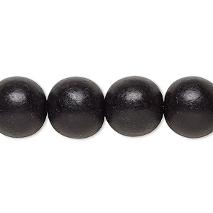 Bead, Taiwanese cheesewood (dyed / waxed), black, 11-12mm round. Sold per pkg of (2) 15-1/2&quot; to 16&quot; strands.