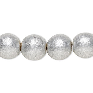 Bead, painted Taiwanese cheesewood (coated), metallic silver, 11-12mm round. Sold per pkg of (2) 15-1/2&quot; to 16&quot; strands.