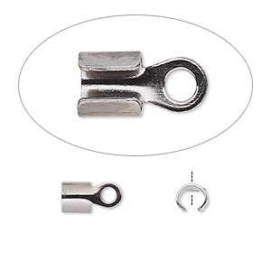 Cord end, fold-over, gunmetal-plated steel, 5x5mm with 4mm inside diameter. Sold per pkg of 100.
