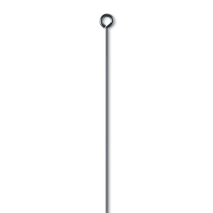 Eye pin, gunmetal-plated brass, 3 inches, 21 gauge. Sold per pkg of 100.