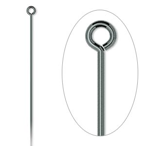 Eye pin, gunmetal-plated brass, 2 inches, 21 gauge. Sold per pkg of 100.