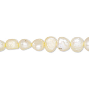 Pearl, cultured freshwater (dyed), daffodil, 6-7mm flat-sided potato, D grade, Mohs hardness 2-1/2 to 4. Sold per 16-inch strand.