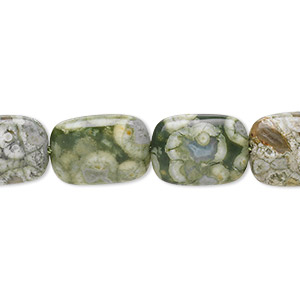 Bead, rhyolite (natural), light to dark, 14x10mm puffed rectangle, B grade, Mohs hardness 6-1/2 to 7. Sold per 15-1/2&quot; to 16&quot; strand.