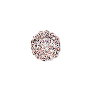 Bead, glass rhinestone and silver-plated brass, pink, 27mm ball with 5mm chatons, 4.5mm hole. Sold individually.