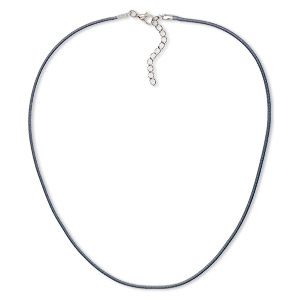 Necklace cord, imitation leather with imitation rhodium-finished