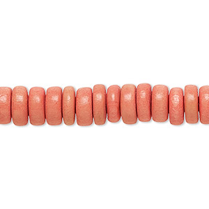 Bead, Taiwanese cheesewood (dyed / waxed), orange, 8x4mm rondelle. Sold per pkg of (2) 15-1/2&quot; to 16&quot; strands.