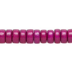Bead, Taiwanese cheesewood (dyed / waxed), dark purple, 8x4mm rondelle. Sold per pkg of (2) 15-1/2&quot; to 16&quot; strands.