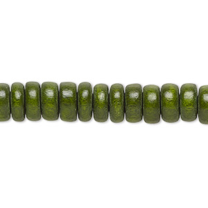 Bead, Taiwanese cheesewood (dyed / waxed), dark forest green, 8x4mm rondelle. Sold per pkg of (2) 15-1/2&quot; to 16&quot; strands.