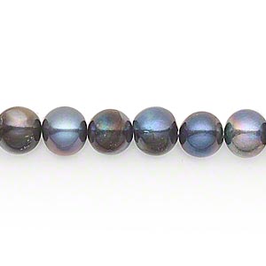 Pearl, cultured freshwater (dyed), twilight, 7-8mm semi-round, D grade ...