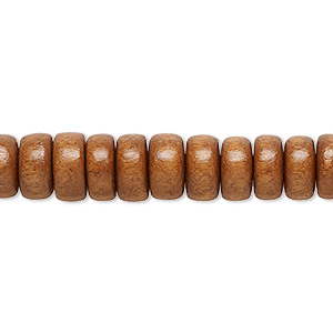 Bead, Taiwanese cheesewood (dyed / waxed), light brown, 8x4mm rondelle. Sold per pkg of (2) 15-1/2&quot; to 16&quot; strands.