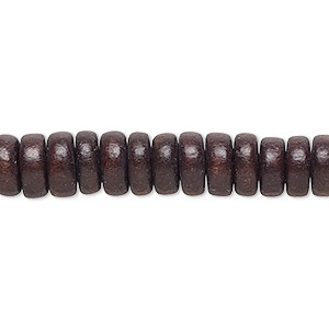 Bead, Taiwanese cheesewood (dyed / waxed), chocolate brown, 8x4mm rondelle. Sold per pkg of (2) 15-1/2&quot; to 16&quot; strands.