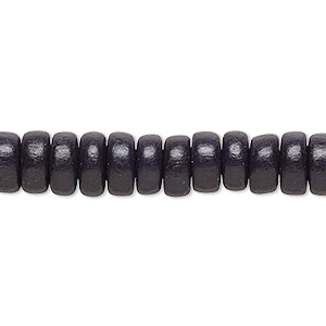 Bead, Taiwanese cheesewood (dyed / waxed), black, 8x4mm rondelle. Sold per pkg of (2) 15-1/2&quot; to 16&quot; strands.