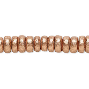 Bead, painted Taiwanese cheesewood (coated), metallic copper, 8x4mm rondelle. Sold per pkg of (2) 15&quot; to 16&quot; strands.