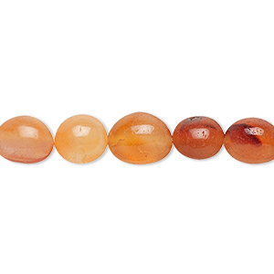 Bead, carnelian (dyed / heated), dark, small tumbled nugget with 0.4-1.4mm hole, Mohs hardness 6-1/2 to 7. Sold per 15-1/2&quot; to 16&quot; strand.