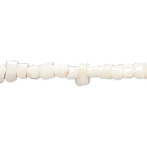 Bead, bamboo coral (bleached), 4x2mm-5x4mm freeform heishi, C grade, Mohs hardness 3-1/2 to 4. Sold per 16-inch strand.