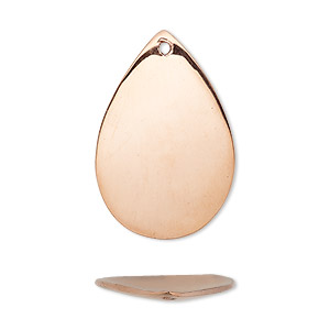 Drop, copper, 29x19mm smooth curved teardrop. Sold individually.