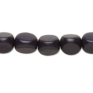 Bead, wood (dyed / waxed), black, 10mm rounded triangle. Sold per 15-1/2&quot; to 16&quot; strand.